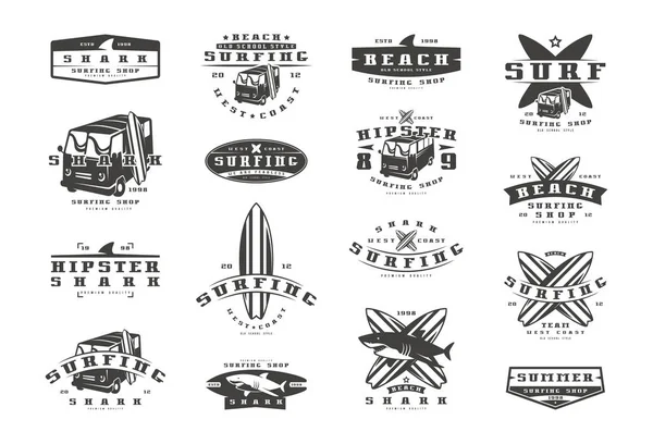 Set van surfen emblemen. Grafisch ontwerp voor een t-shirt — Stockvector