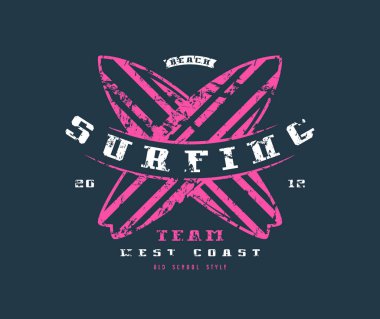 Sörf amblemi. Grafik tasarım t-shirt için 