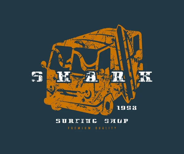 Surfen winkel embleem. Grafisch ontwerp voor een t-shirt — Stockvector