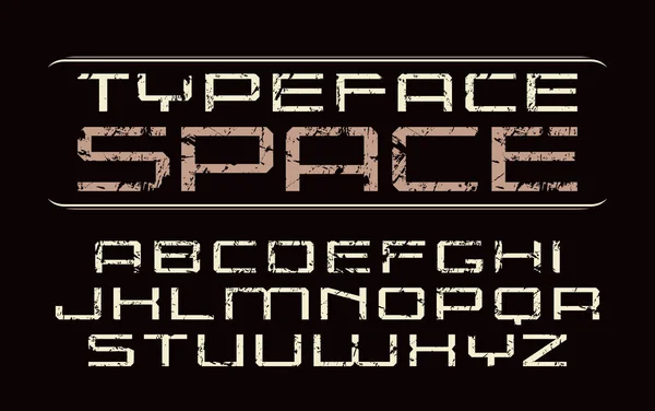 Vierkante schreefloos lettertype in computer stijl — Stockvector