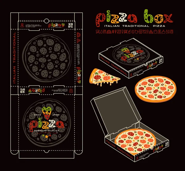 Векторный дизайн коробок для пиццы — стоковый вектор
