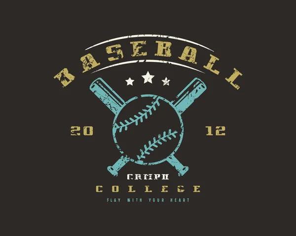 Emblem of baseball college team — Stock Vector