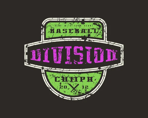 Emblemet baseball division. Grafisk design för t-shirt — Stock vektor