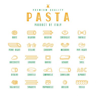 Set of icons varieties of pasta clipart
