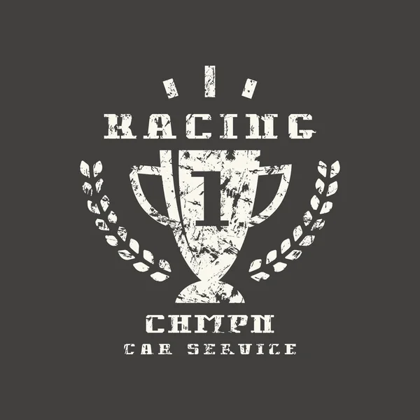 Racing championship badge met shabby textuur — Stockvector