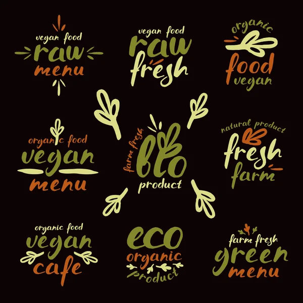 Raw vegan labels and badges — Stock Vector