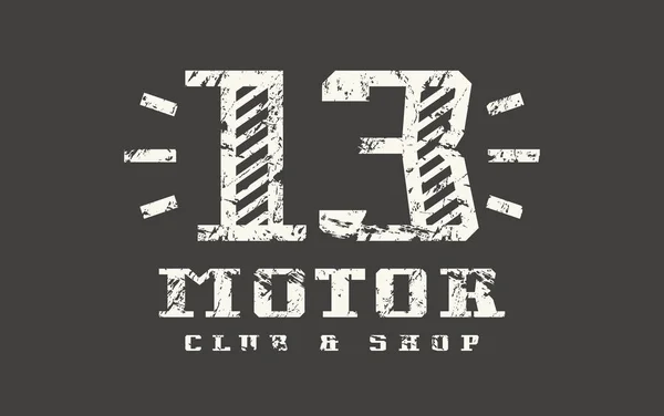 Emblema de clube de motor com textura frágil — Vetor de Stock