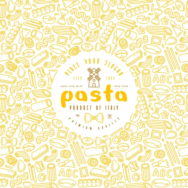 Pasta label en frame met patroon — Stockvector