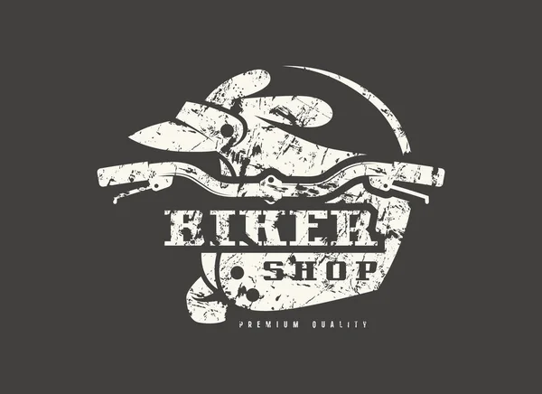 Biker shop odznak s ošuntělý texturou — Stockový vektor
