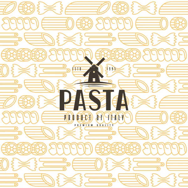 Patrón sin costuras con variedades de pasta — Vector de stock