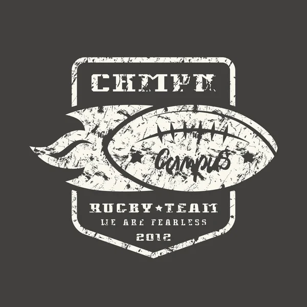 Rugby team badge met shabby textuur — Stockvector