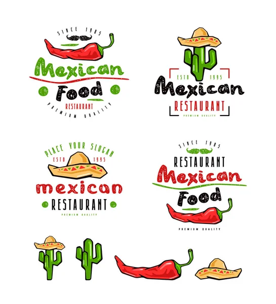 Mexican food labels, badges and design elements — Stock Vector