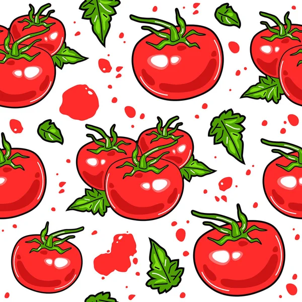 Juicy tomatoes seamless pattern — Stock Vector