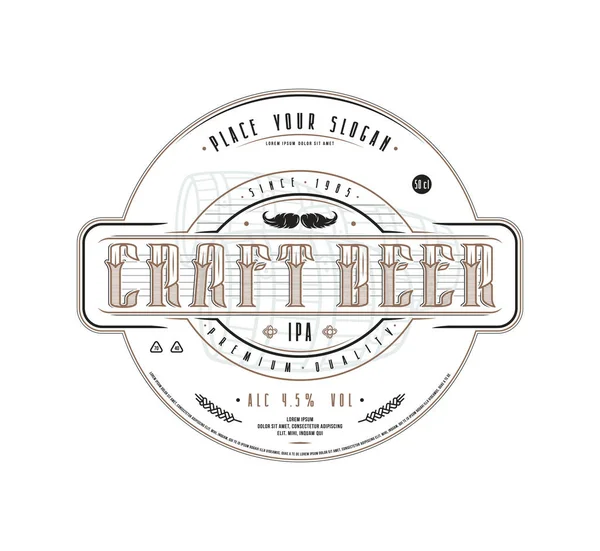 Plantilla de etiqueta de cerveza artesanal en estilo vintage — Vector de stock