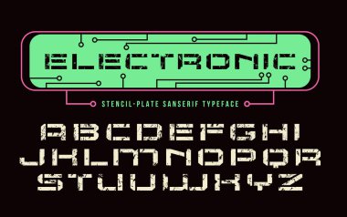 Bilgisayar tarzı şablon-plaka sanserif yazı tipi