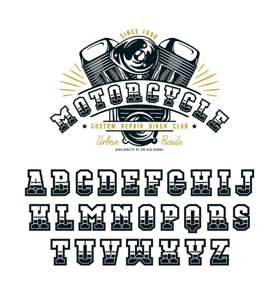 Decorativa fuente serif en estilo biker — Vector de stock