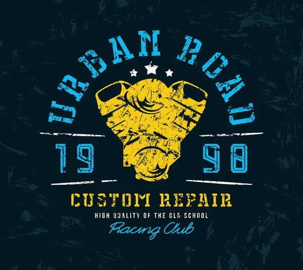 Emblema de reparación de motos para camiseta — Archivo Imágenes Vectoriales