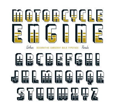 Motorcu tarzında dekoratif sanserif toplu yazı tipi