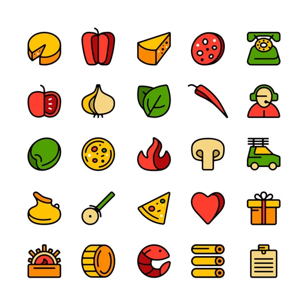 Conjunto de ícones para pizzaria —  Vetores de Stock
