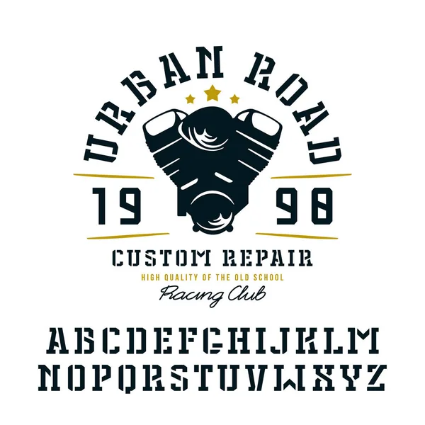 Polices et graphisme pour t-shirt Stencil-plate serif — Image vectorielle