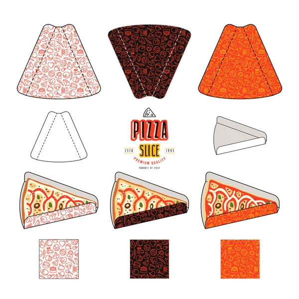 Векторный дизайн упаковки для ломтиков пиццы — стоковый вектор