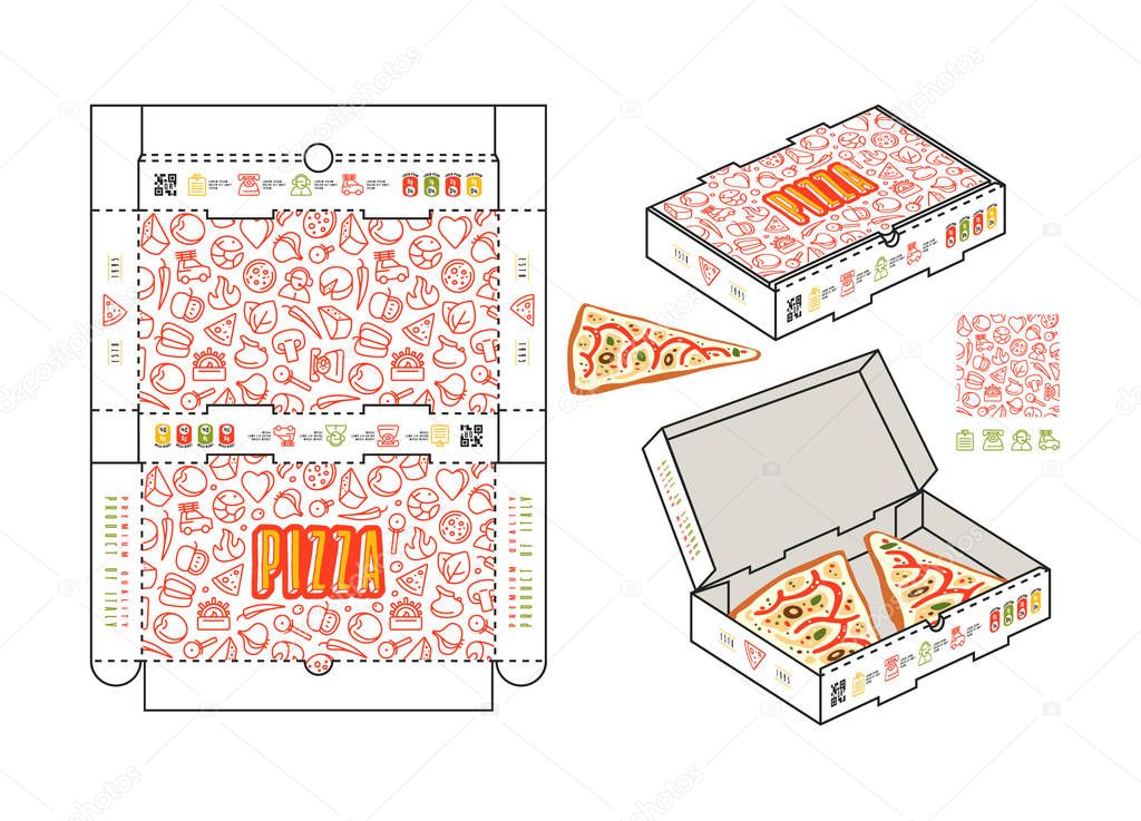 Stock vector design of rectangular box for pizza slices