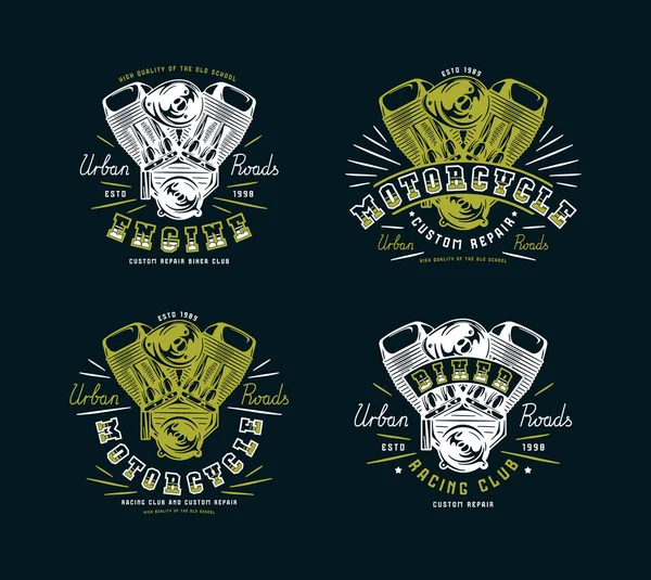 Set Biker Club Emblem für T-Shirt — Stockvektor