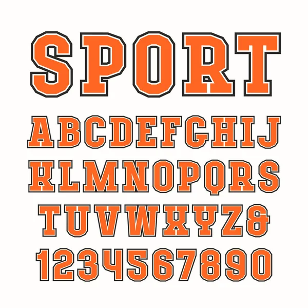 Caratteri Serif in stile sportivo con contorno — Vettoriale Stock