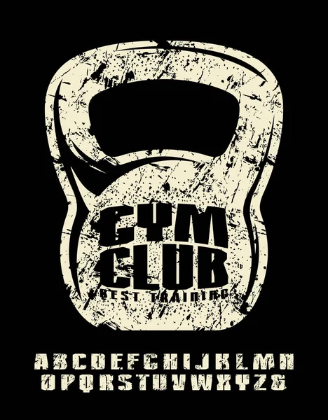 Emblem för sanserif-teckensnitt och gym club för t-shirt — Stock vektor