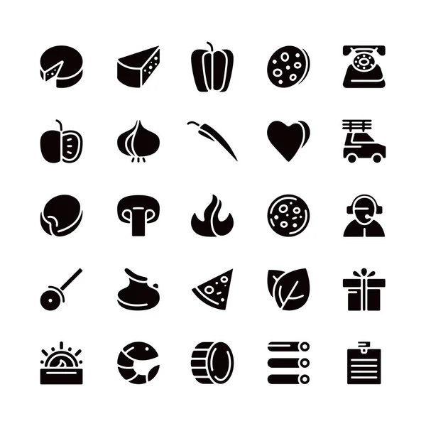 Icon set voor pizzeria — Stockvector