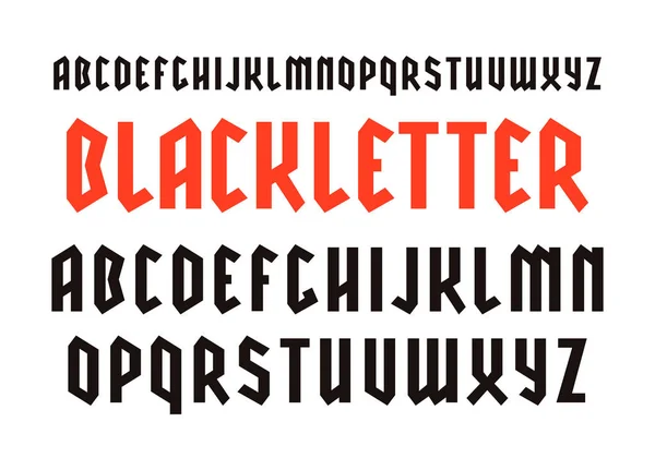 Schmale sanserif-Schrift im schwarzen Buchstaben-Stil — Stockvektor