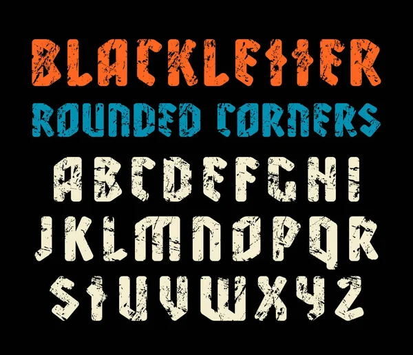 Fuente Sanserif en estilo carta negra con esquinas redondeadas — Vector de stock