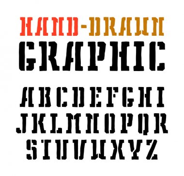 Şablon-plaka serif yazı tipi el yapımı grafik tarzı 