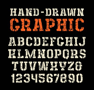 Şablon-plaka serif yazı tipi el yapımı grafik tarzı