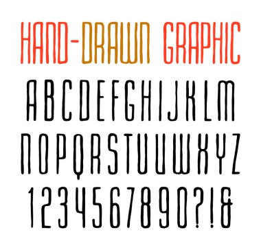 El yapımı grafik tarzı dar sanserif yazı tipi