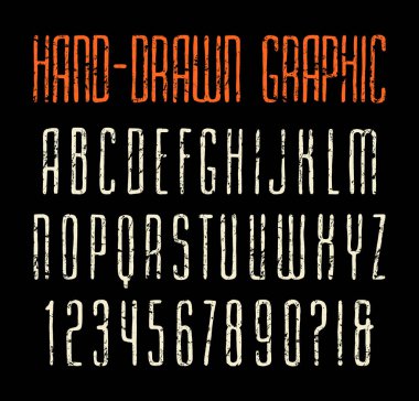 El yapımı grafik tarzı dar sanserif yazı tipi