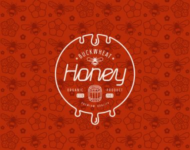 Doğal karabuğday bal Dikişsiz desen ve şablon etiketi