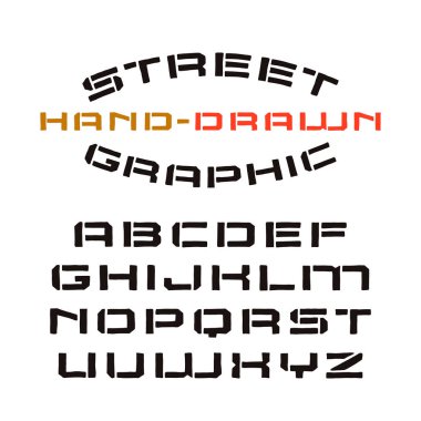 Şablon-plaka yazı tipi el yapımı grafik tarzı