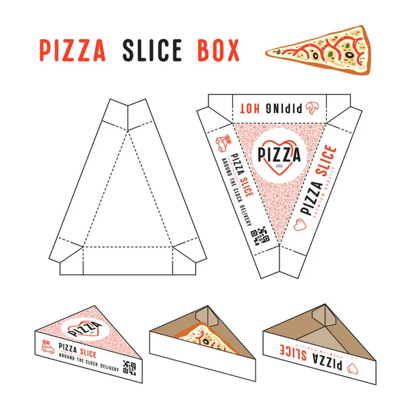 Векторный дизайн коробки для ломтиков пиццы — стоковый вектор