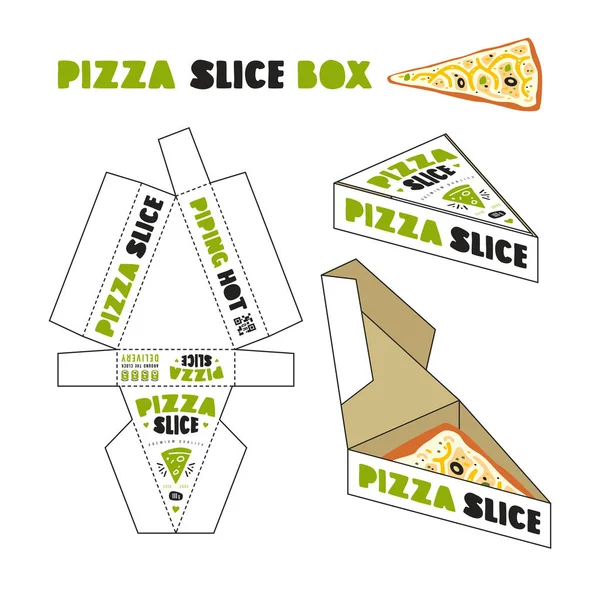 Entwurf einer Schachtel für Pizzascheiben — Stockvektor