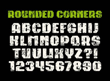 Sanserif square font with rounded corners clipart