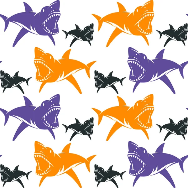Vzor bezešvé nebezpečných žraloků — Stockový vektor