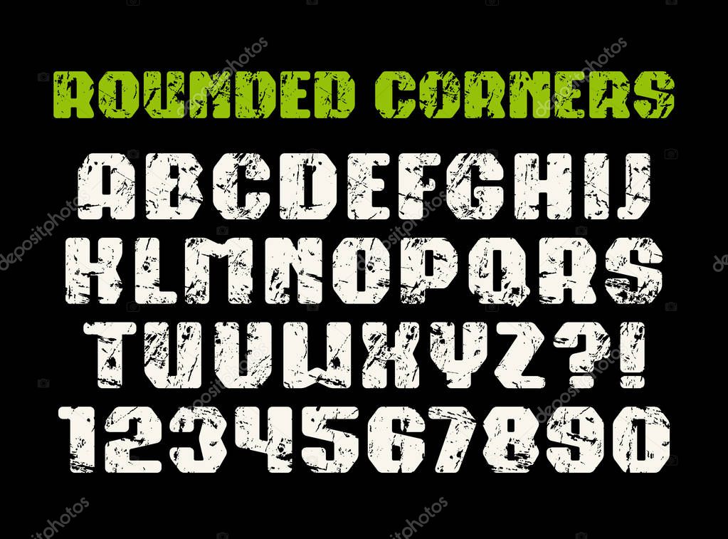 Sanserif square font with rounded corners