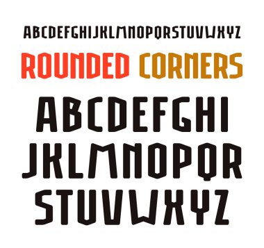 Köşeleri yuvarlatılmış spor tarzda dar sanserif yazı tipi