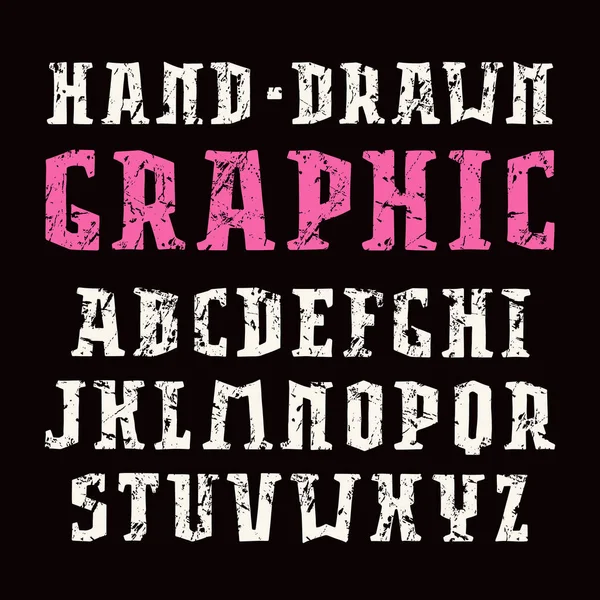 Serif-typsnitt i stil med handgjorda grafik — Stock vektor