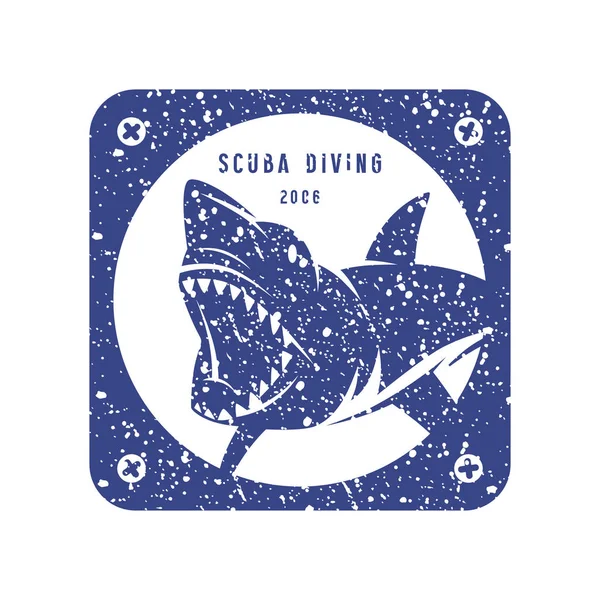Shark dangerous emblem. Blue color — Stock Vector