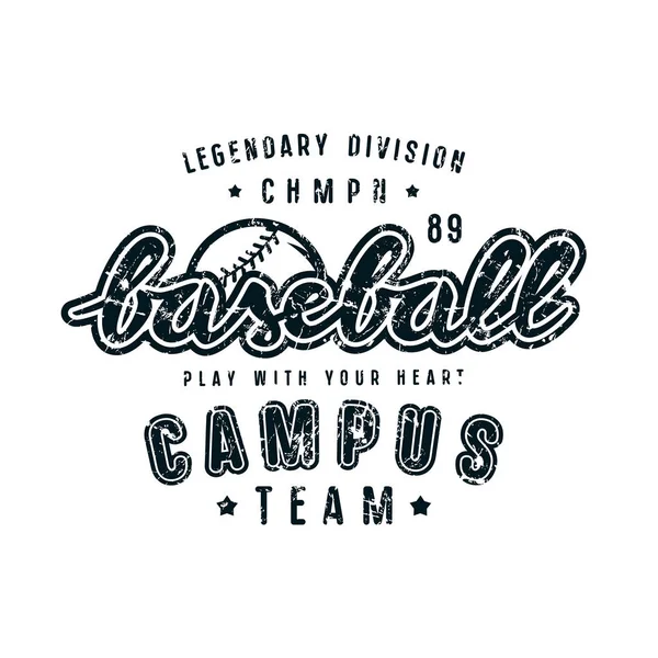 Emblem of campus baseball team — Stock Vector
