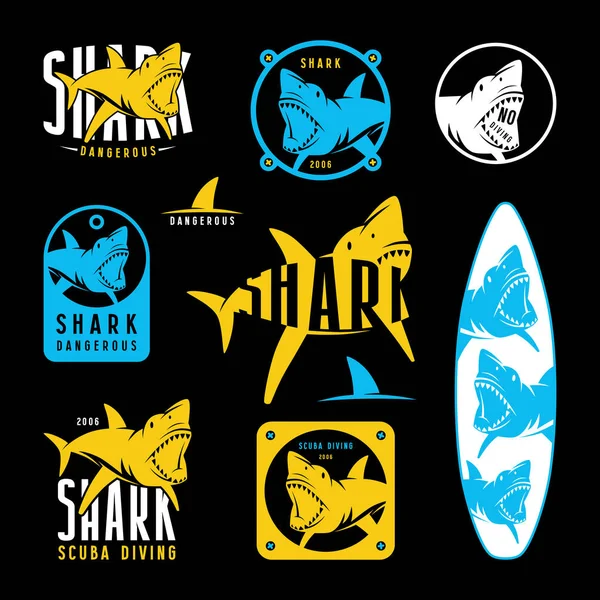 Gefährliche Symbole für Haie — Stockvektor