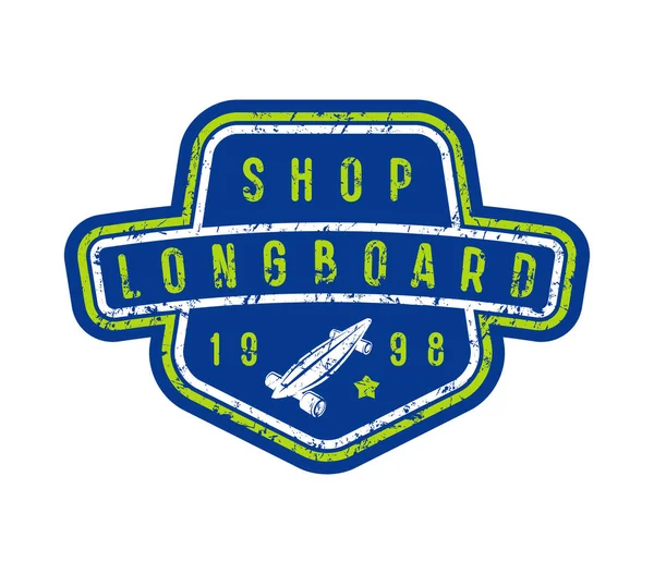 Badge of longboard shop — Stock Vector