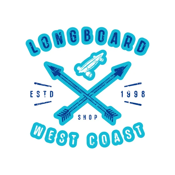 Longboard 쇼핑의 엠 블 럼 — 스톡 벡터